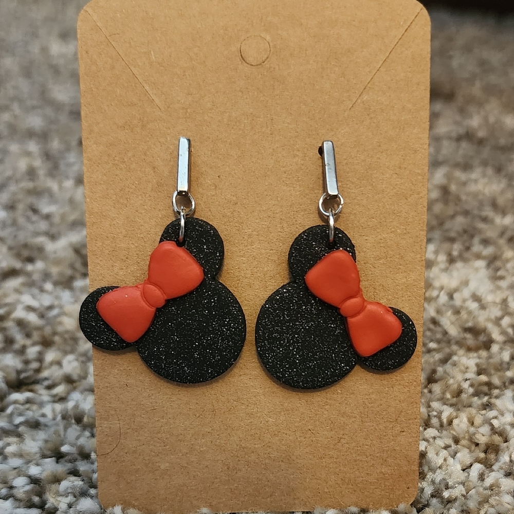 Mouse Clay Post Dangle Earrings - Picture 4 of 4